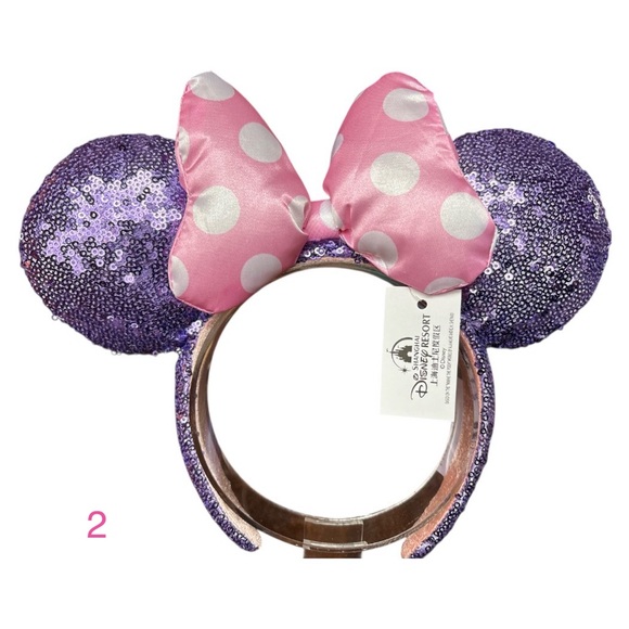 Disney Accessories - Disney Parks Minnie Mouse Purple Sequin Ears Pink Puffy Polka Dot Bow NWT 2